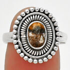 Natural Indian Blanket Jasper 925 Sterling Silver Ring S.9 Jewelry R-1388