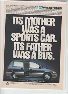 Anuncio original de la revista Plymouth Colt Vista SE 1992 "Su madre era un coche deportivo" - Imagen 1 de 1