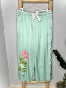 Peter Alexander Green Satin Floral Print Pants Women’s Size XL - Picture 1 of 6
