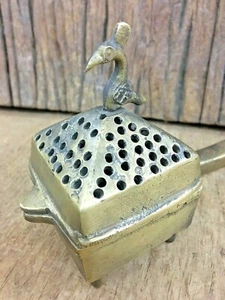 Old Early Rare Handmade Bronze Islamic Incense Burner Box On Peacock Rich Patina - Picture 1 of 12