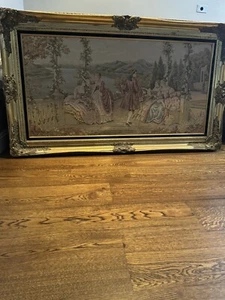 Vtg Tapestry Gobelin Scene Of Romantic Life Original Antique Framed - Picture 1 of 7