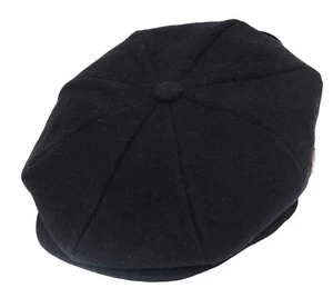 Youth Junior 8 Panel Newsboy Gatsby Baker Herringbone Plain Flat Cap With Peak - Picture 1 of 4