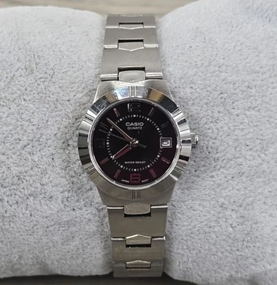 Casio Women's LTP-1241 Silver Tone Black Dial Analog Quarts Watch- New Battery - Image 1 of 4