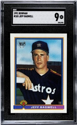 Bowman #183 1991 Jeff Bagwell Rookie RC SGC 9 Foto 1 de 2
