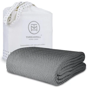 Threadmill Luxury Coperta in Cotone King Size | Tutte le Stagioni Grigio Scuro Nuova - Foto 1 di 4