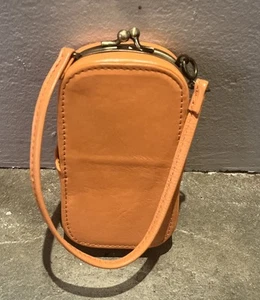 HOBO Run Kisslock Etui Mini Geldbörse Schlüssel Clip-On Orange Leder Etui Selten - Bild 1 von 11