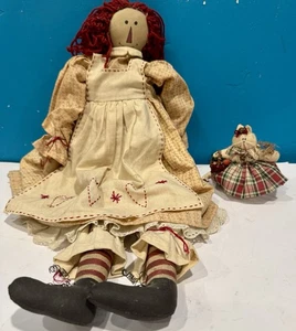 Vintage Tender Heart Treasures rote Haare Country Girl Puppe 18" groß & Haustier Kätzchen - Bild 1 von 14