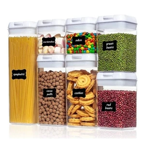 Contenedores de almacenamiento de alimentos herméticos, juego de 7 piezas, libre de BPA, organizador de cereales de plástico - Imagen 1 de 6