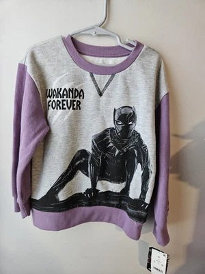 Sudadera manga larga Wakanda Forever de Marvel Boys púrpura/gris talla 5T Foto 1 de 2