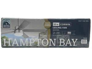 Hampton Bay 52 in. Corwin Indoor/Outdoor Silver LED Ceiling Fan with Light Kit - Picture 1 of 8