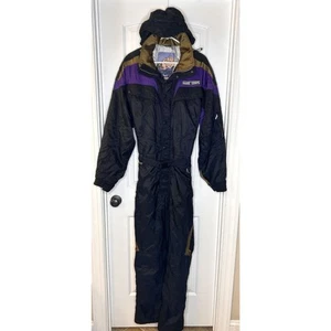 Hard Corps One Piece Snow Ski Suit Size Large Charcoal Brown Purple - Picture 1 of 11