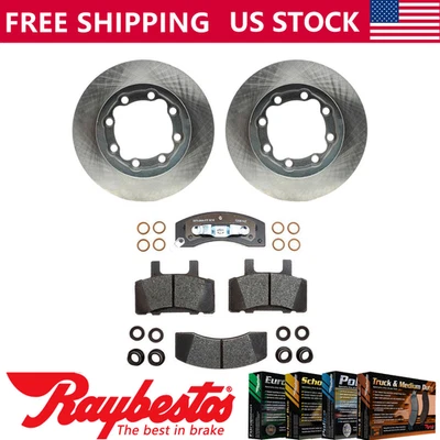 Front Brake Rotors + Metallic Brake Pads Hardware For 1988-1989 Chevrolet K3500 - Image 1 of 4