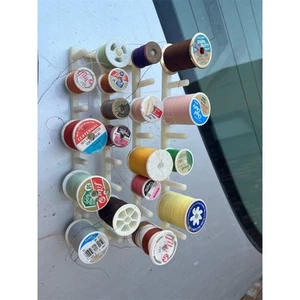 Vintage Sewing Thread Organizer with Assorted Spools Multi-Color - Picture 1 of 7