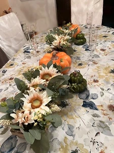 Fall Artificial Floral Centerpiece in Wicker Basket Rectangular - Picture 1 of 9