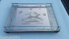 NICE ART DECO ETCHED GLASS MIRROR CHARGER DEER PLATEAU SERVING TRAY