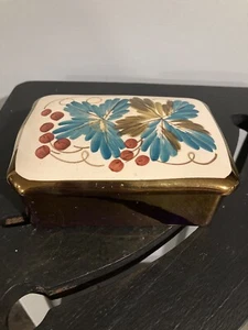 Caja de baratijas de colección Harvest Ware Wade uvas Inglaterra pintada a mano brillo de cobre - Imagen 1 de 8
