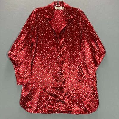 Vintage Victorias Secret Womens Pajama Sleep Dress Satin Size Small Red 80s 90s - Image 1 of 4