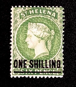 ST HELENA 1894 1s STAMP-SHILLING ON SIXPENCE OVERPRINT-QUEEN VICTORIA-SgSH 45-MH - Picture 1 of 4