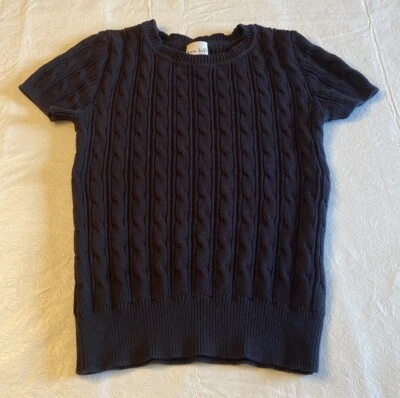 Suéter tejido con cable negro manga corta Kate Hill para mujer - talla S Foto 1 de 3