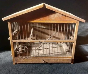 alter Vogelkäfig Vogelbauer Voliere 20er Jahre Holz Deko - Bild 1 von 13