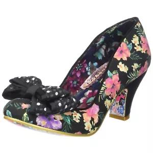 Irregular Choice Iconic Ban Joe Heels 39 8 Dark Floral Bow Rockabilly Vintage - Picture 1 of 7