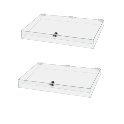 MARKETING HOLDERS 2 Pack 24"W x 18"D x 3.75"H Acrylic Locking Display Case with Lid and Keys