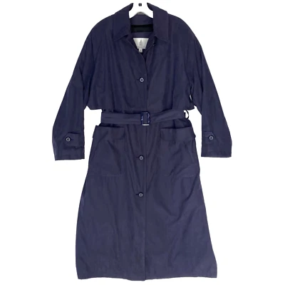 London Fog Suede Trench Coat Womens 14 Raincoat Iconic Belted Long Waterproof - Image 1 of 4