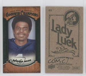 2014 Upper Deck Goodwin Champions Mini Green Lady Luck Back Warren Moon #65 HOF
