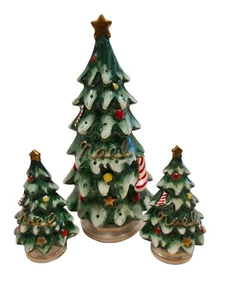 Vintage Lefton Christmas Tree Hor D'oeuvres & Salt and Pepper Shaker Set Japan - Picture 1 of 4