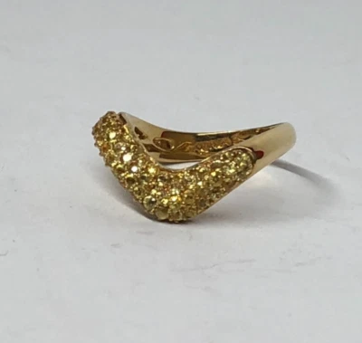 Anillo Sonia Bitton Oro Amarillo 18k Pavé de Citrino Banda Ondulada Talla: 4.75 [065GRA] Foto 1 de 4