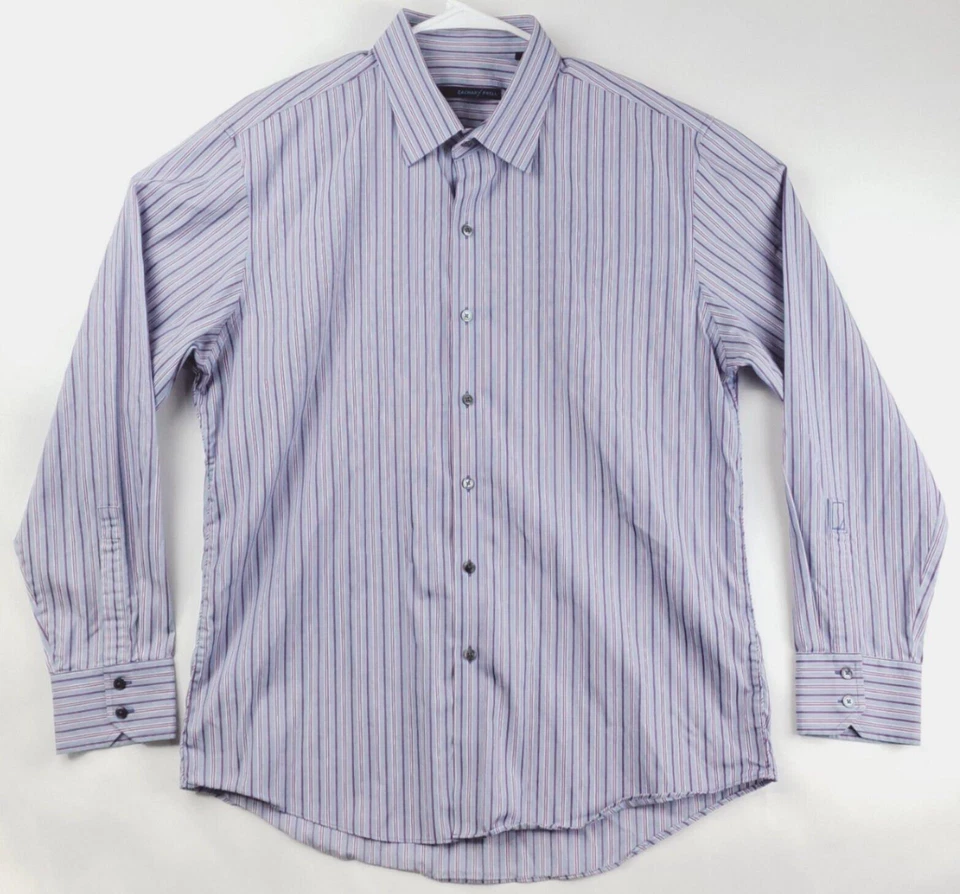 Zachary Prell Shirt Men XL Purple Pink Striped 100% Cotton Long Sleeve Button-Up - Image 1 of 4