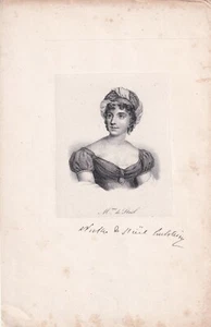 Litografía autora y teórica política ANNA LOUISE STAEL-HOLSTEIN c. 1840 - Imagen 1 de 1