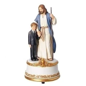 Boy First Communion Musical Figurine with Jesus Joseph's Studio - Picture 1 of 6