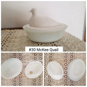 #30 Vintage Milk Glass Quail Covered Dish - Picture 1 of 1