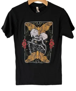 Fifth Sun T Shirt Womens Small Black Skeleton Love Graphics Short Sleeve Tee NEW - Picture 1 of 10