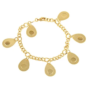 UNIQUE 8.07" YELLOW GOLD PLATED WATER DROP LINKS CHAIN BRACELET (3G238) - Picture 1 of 3