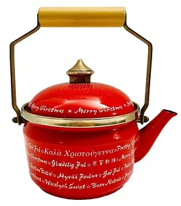 Vintage Teapot Merry Christmas Around The World Fissler West Germany Asta Red - Picture 1 of 13