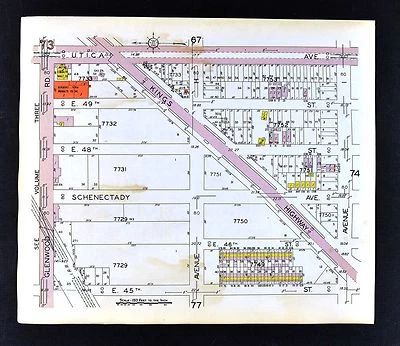 Mapa de Brooklyn 1929 Flatlands Glenwood Kings Highway Utica Avenue Ciudad de Nueva York Foto 1 de 2