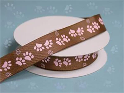 7/8" x 25 yards Cute DOG Paw Print Grosgrain RIBBON Sewing Crafts Supply SALE - Image 1 of 2