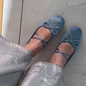 Zara Blue DENIM BALLET FLATS - Picture 1 of 16