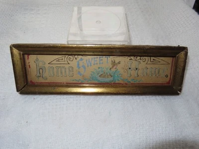 ANTIQUE DECORATED W/PEN & PENCIL HOME SWEET HOME PAPER MOTTO 9-1/4" X 2-3/4" - Image 1 of 4