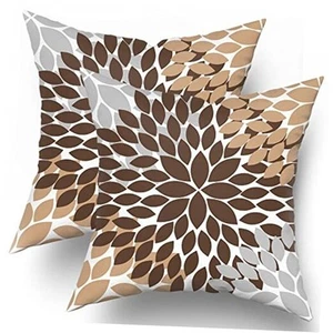 Dahlia Brown Pillow Covers 16x16 in Coffee 16" x 16" (Pack of 2) Dark Brown - Picture 1 of 8