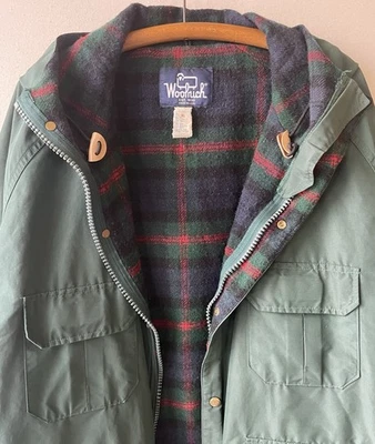 Vintage Woolrich Size Large/Long Green Parka Wool Blanket Lined 80s USA Made - Image 1 of 4
