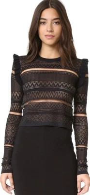 Mujer Alexander McQueen MCQ Ueen Geo Encaje Volantes Malla Top Capricho Bruja Foto 1 de 4