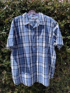 Carhartt Relaxed Fit Herren 4X Blau Kariert Button Down Kurzarm Hemd Tasche - Bild 1 von 6