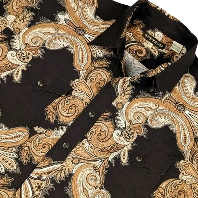 STETSON Vintage Mens XL Western Shirt Snap PAISLEY Cowboy Cotton Long Sleeve - Image 1 of 4