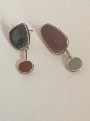 Moda Joyería Mujeres Mezcla Color Esmalte Geometría Asimétrico Oro Poste Pendiente  Foto 1 de 4