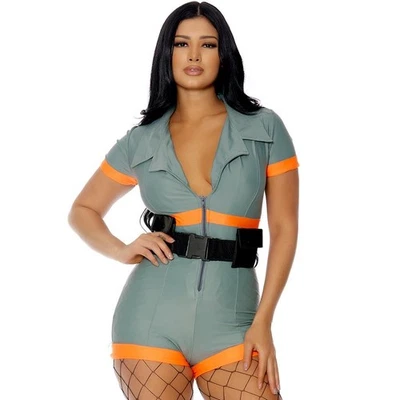 Conjunto de Disfraz de Cazafantasmas Uniforme Mameluco Cinturón Utilitario Gris Naranja 557712 S/M Foto 1 de 4