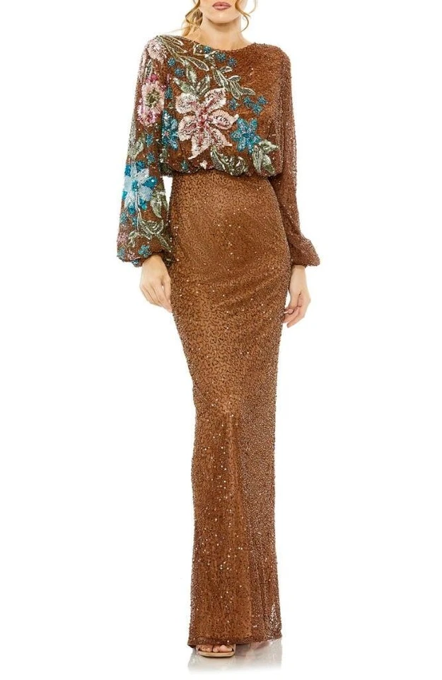 Mac Duggal Embellished Sequin Long Sleeve Blouson-Size 16 - ( LK#162 A) - Image 1 of 1