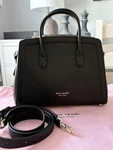 Kate Spade NY Knott Black Leather Medium Satchel/Crossbody - Picture 1 of 7
